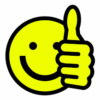 A yellow smiley face giving the thumbs up.