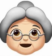 An old woman with glasses and a gray hat.