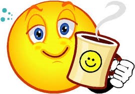 A smiley face holding a coffee cup with a happy face on it.