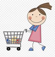 A girl with a shopping cart in her hand