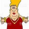 A cartoon of a woman with blonde hair.