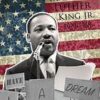 Martin Luther King Jr. with American flag.