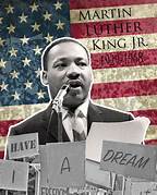 Martin Luther King Jr. with American flag.