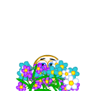 A bunch of flowers with a face on it