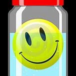 A jar with a smiley face inside of it.