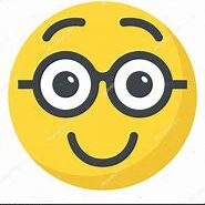 A yellow smiley face with glasses on it.