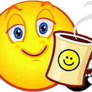 A smiley face holding a coffee cup with a happy face on it.