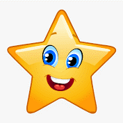 A yellow star with blue eyes and a smile.