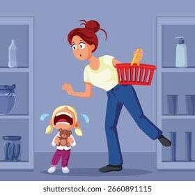 boy crying in store