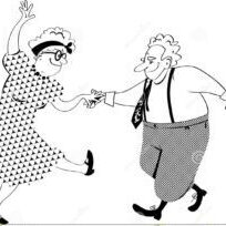 A man and woman are dancing together.