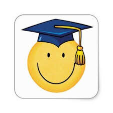 A smiley face with a graduation cap on it.