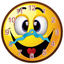 A clock with a smiley face and a mustache.