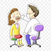 A doctor is examining the patient 's mouth.