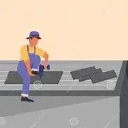 Roofer installing shingles on a rooftop.