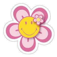 A pink flower with a smiley face on it.