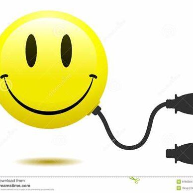 A smiley face is connected to an electric cord.