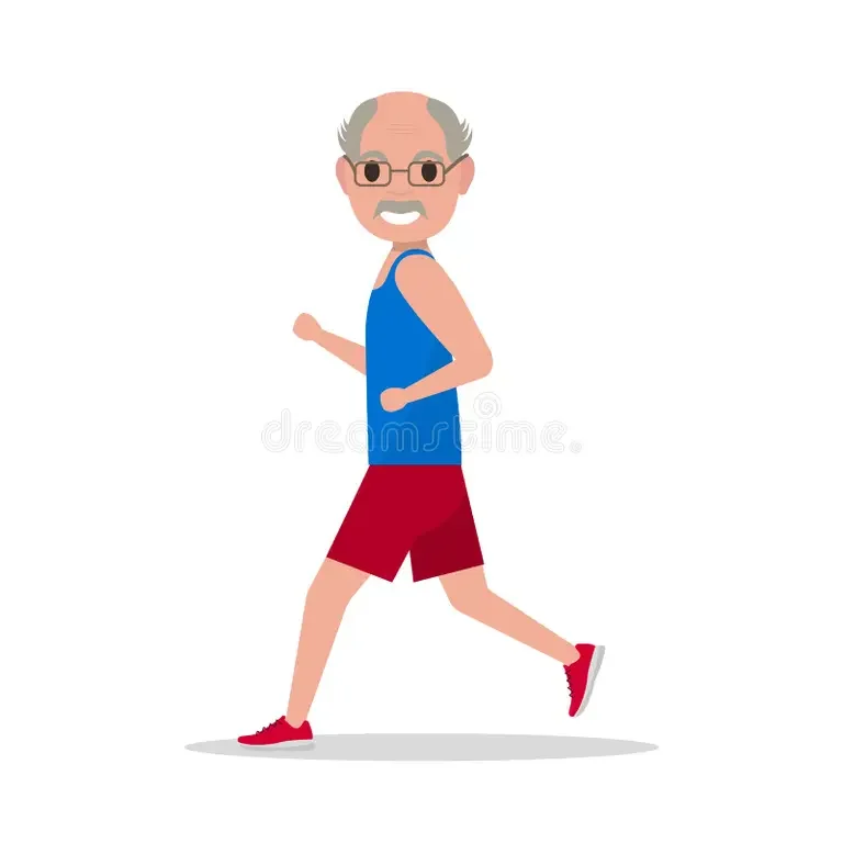 vector-flat-cartoon-old-man-running-jogging-old man jogging